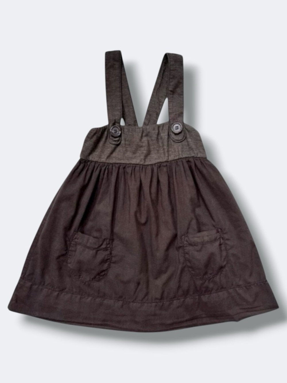 Baby James Perse Pinafore Dress Girls 3T Brown Jumper Sleeveless Pockets Lined